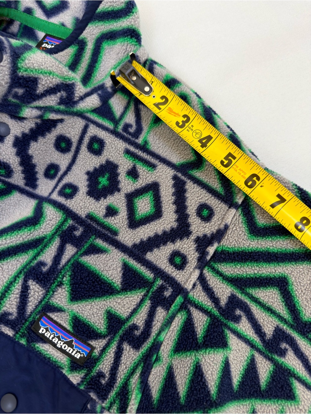 Patagonia Synchilla Snap-T Men’s XS Gray Green Aztec Fleece Pullover - Picture 10 of 13
